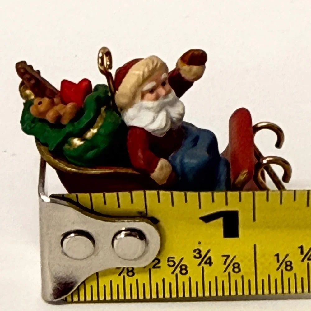 Hallmark Keepsake Miniature Ornament Santa's Journey 1990 Vintage Sleigh Red